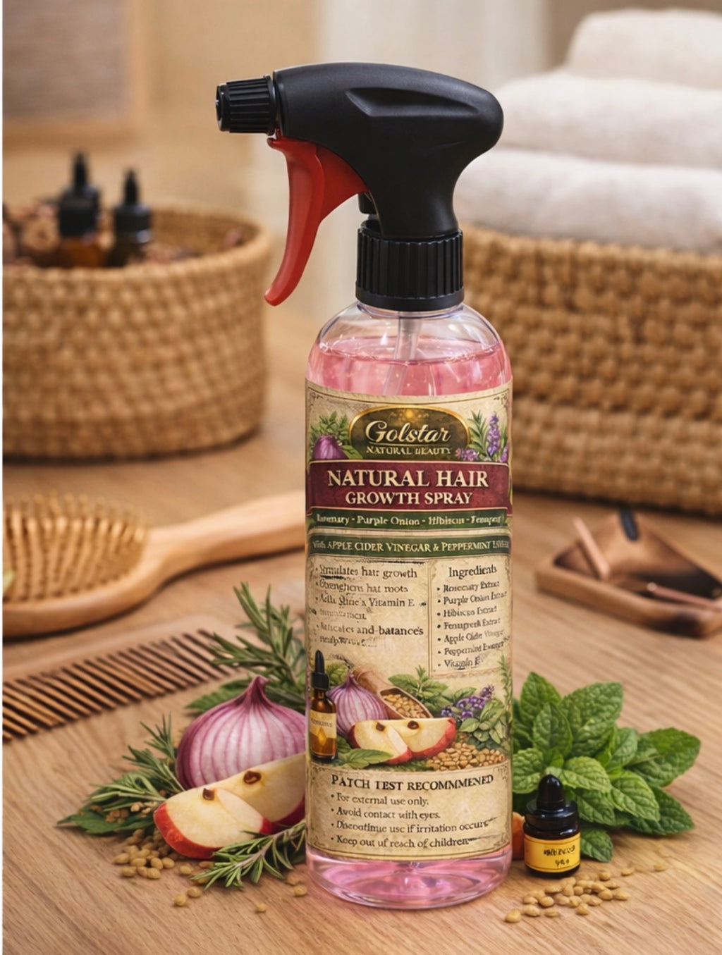 Natural Hair Growth Spray – Rosemary, Onion & Hibiscus