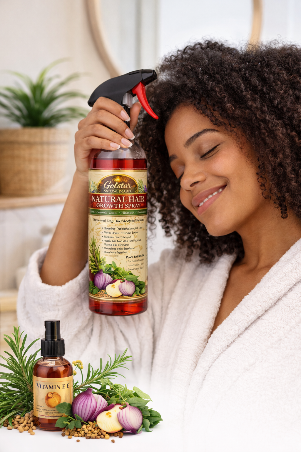 Natural Hair Growth Spray – Rosemary, Onion & Hibiscus